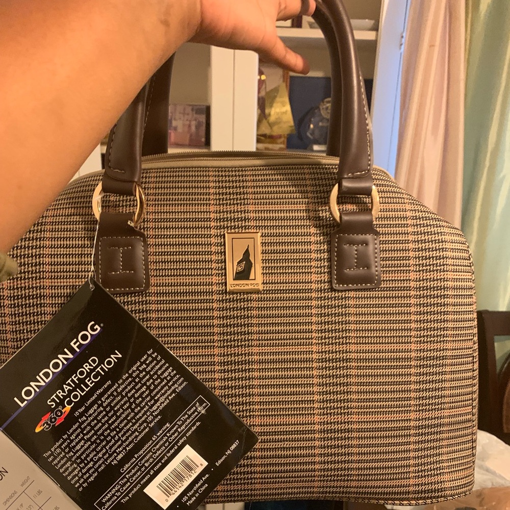 London Fog Houndstooth Carry-On Mini Duffle